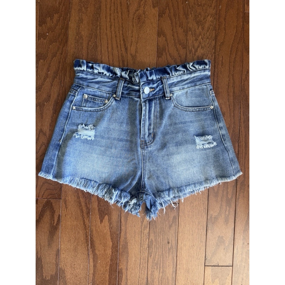 NWT Hayden Women's Paperbag Denim Shorts S Distressed Frayed Festival Boho